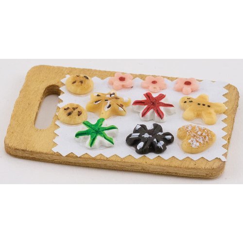 Dollhouse Miniature Cookies on Wooden Cutting Board