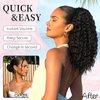 KooKaStyle Curly Ponytail Extension Fluffy Drawstring Ponytail for Women Kinky Curly Clip in Hair Extensions Long Curly Wavy Ponytail Extension Synthetic Hairpiece for Daily Use(18 Inch,Black brown)
