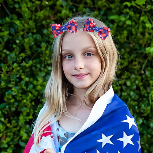 Independence Day Hair Clips Cute Bow Tie Hair Accessories for Girls Kids July 4th Small Hair Clips Decorations Balloon Heart Star National Flag Claw Clips for Thick Thin Hair 8Pcs (July 4th B)