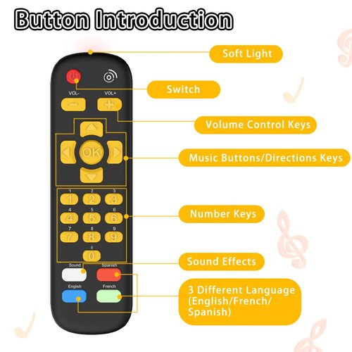 Baby TV Remote Control Toy with Light and Sounds, Kids Musical Early Education Learning Realistic Toddler Remote Toys for Preschool Infant Toddlers Boys Girls Child 6 9 12 18 Months