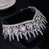 Kamirola Silver Baroque Big Wedding Crown Bridal Headpiece Water Drop Rhinestone Crystal Diadem Queen Crown Princess Tiaras Hair Jewelry For Womens