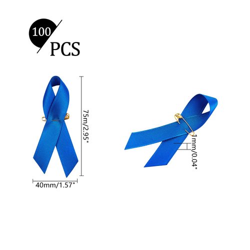 arricraft 100 Pcs Ribbons Satin Pins, Safty Pins Reusable Domestic Violence Overdose Pancreatic Cancer Alzheimer’s Awareness Lapel Pins, Love Ribbons with Safety Pins for Charity Event Supplies