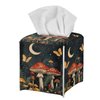 Eheartsgir Butterfly Mushroom Pattern Square Tissue Box Cover Facial Napkin Holder Easy to Use Dust-Proof Tissue Case for Living Room Office Bathroom