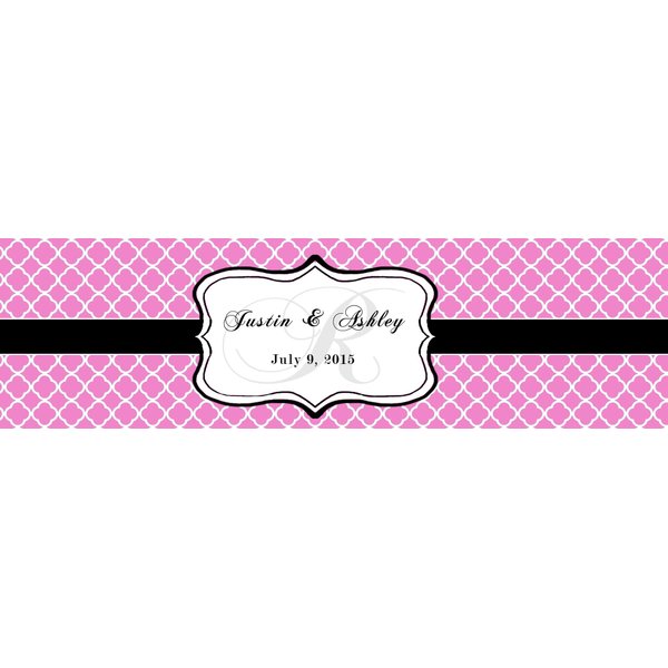100 Pink Pattern Monogram Wedding Water Bottle Labels Engagement Party 8"x2"