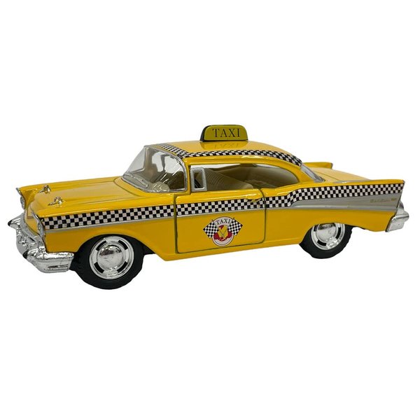 KiNSMART 1957 Chevy Bel Air Coupe Classic Taxi Cab 5" 1:40 Scale Die Cast Metal Model Toy Car