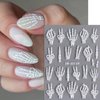 Halloween Skull Nail Art Stickers Skeleton Bones Nail Art Decals 3 Sheets 5D Embossed Finger Skull Nail Stickers Self-Adhesive Hand Bones Nail Sliders Halloween DIY Manicure Supplies for Women Girls