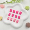 Short Press on Nails Square Fake Nails with White Flower Designs Acrylic Nails Press ons Glossy Glue on Nails Rose Pink Full Cover Stick on Nails for Women 24Pcs
