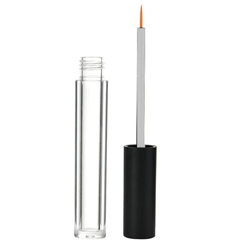 6PCS 0.06oz Empty Upscale Plastic Eyeliner Vials Tube Bottle Refillable Eyelash Growth Liquid Container Clear Mascara Bottle with Wand Applicators and Black Cap for Eyelash Eyebrow Growth Castor Oil