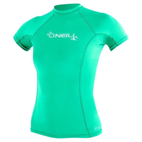 O'Neill Women's Basic Skins UPF 50+ Short Sleeve Rash Guard, Seaglass, S