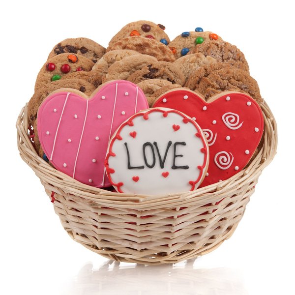 Lovely Hearts Cookie Gift Basket- 24 Pc.