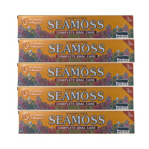 Seamoss Toothpaste with Clove, Tea-Tree, Neem, Babool, and Eucalyptus Oils - Paraben Free & Refreshing Oral Care for Sensitive Teeth - Halal - Pack of 5