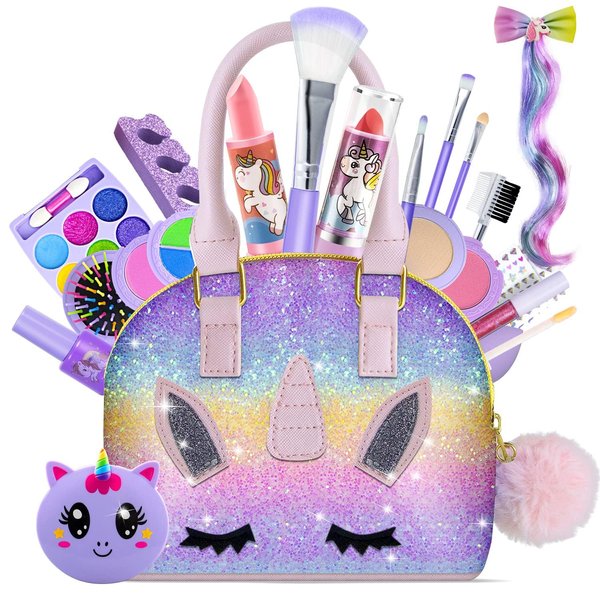 Kids Makeup Kit for Girl-Kids Makeup Girl Toys, Girl Makeup Sets Kids Toys Makeup Sets Little Girl Toddler Children Princess Christmas Birthday Gift Toys 3-12 Years Old Girl