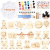 Relaxweex 18 Pcs DIY Wooden Magnets Painting Kit, Forest Animals Arts and Crafts Supplies Painting Craft Activities Kit for Family Crafts Gifts Birthday Christmas Basket Stuffers Party Favors