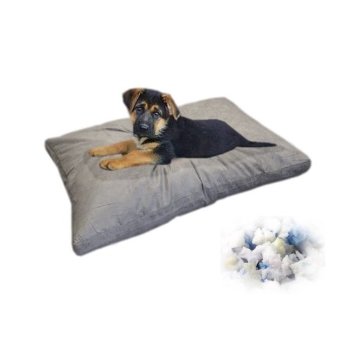 eConsumersUSA 37''x27'' Gray Microsuede Medium Size Dog Orthopedic Pillow Stuffed with Premium Shredded Memory Foam - Includes Waterproof Resistant Inner Cover + Free Bonus 2nd External Cover