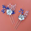 Wedding Hair Accessories for Brides, Beusoulover Bridal Hair Accessories 2 Pieces Sapphire Blue Crystal Hair Pieces, Handmade Rhinestone Bridal Hair Pins for Women, Girl, Brides, Bridesmaids, Prom,