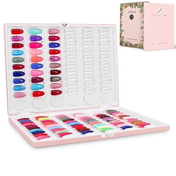 Nail Display Book 120 Nail Polish Swatch Book with Transparent Nails, Professional Nail Color Chart Display Book Sample for Gel Polish Nails