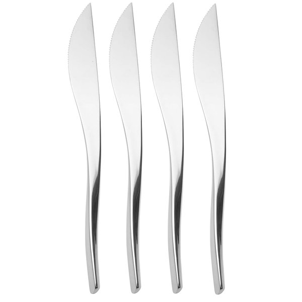 nambe - Flatware Collection - Anna Steak Knives - Set of 4 - Made with Stainless Steel - Sharp Knives Set - Dinner Knifes - Sturdy And Easy To Clean - Dishwasher Safe - Designed by Lou Henry
