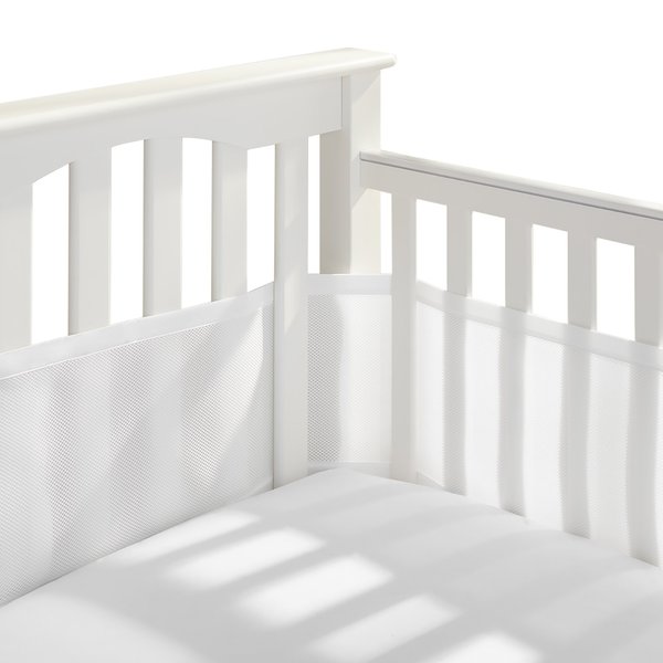 BreathableBaby Breathable Mesh Liner for Full-Size Cribs, Classic 3mm Mesh, White (Size 4FS Covers 3 or 4 Sides)