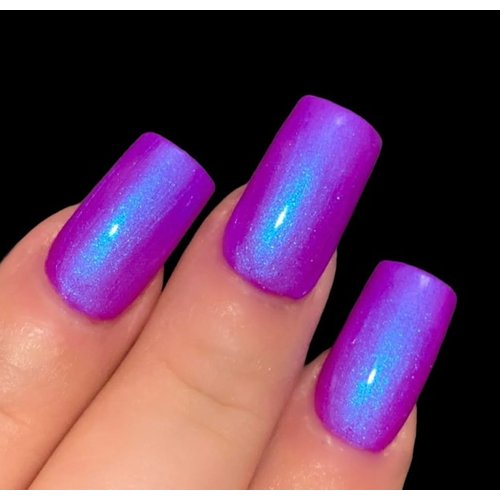 Polish Me Silly Glow 2 The Top- Neon Purple Blue NEON Glow Pop Collection MultiColor Shifting: Mylar Oil Slick Nail Polish