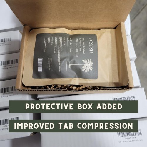 180 Whitening Toothpaste Tablets in Biodegradable Pouch, US-Made, Natural Mint Flavor, Fluoride Free with Hydroxyapatite, TSA Compliant, Foam Instead of Fizz