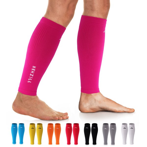 NEWZILL Compression Calf Sleeves (20-30mmHg) for Men & Women - Perfect Option to Our Compression Socks - for Running, Shin Splint, Medical, Travel, Nursing, Cycling (S/M, Solid Pink)