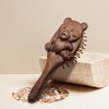 Rhinenet Handmade Wooden Paddle Hair Brush Air Cushion Comb Black Golden Sandalwood Cute Animal Shaped Anti-Static Brush for Massaging Scalp Women Men Kids Thick Thin Curly Dry Hair (Bear Shaped)