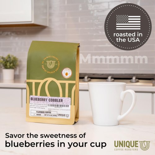 Blueberry Cobbler Flavored Ground Coffee, 1 LB (16 oz) bag, Medium Roast, 100% Arabica Premium Quality Flavor