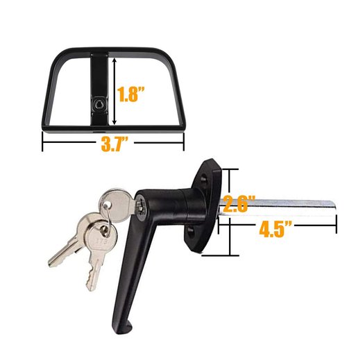 HauSun Shed Door Handle Lock Kit 4-1/2" L Handle with 2 Keys and 2 Screws, 4-1/2" Stem for Shed, Gate, Barn, Garage, Playhouse, Chicken Coop Door Lock and More, Black (L Handle)
