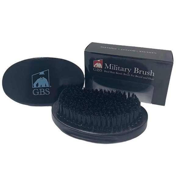 G.B.S Dual Hair Bristle Brush for Beard and Hair Hi-Gloss Block Wood Handle Curved Vegan Bristles