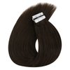 Sunny Hair Tape in Extensions Straight Skin Weft Tape in Hair Extensions Invisible Tape in Hair Extensions Human Hair 20Pcs Hair Extensions Real Human Hair Darkest Brown 24inch