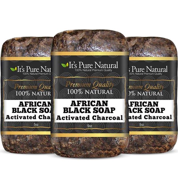 It's Pure Natural African Black Soap Bars with African Honey (Pack of 3) Organic Raw Soap for Face & Body, Acne Treatment & Dark Spot Remover [Made in Ghana]