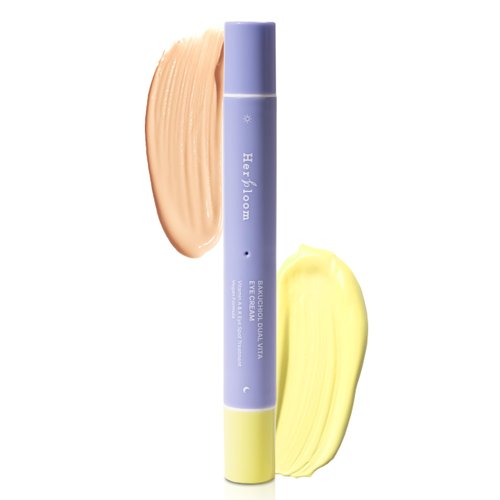 herbloom Bakuchiol Dual Vita Eye Cream | Korean Eye Cream for Dark Circles & Fine Lines | Day & Night Eye Cream for Sensitive Skin | Eye Brightening Cream & Eye Moisturizer W/Vitamin A & K 0.54 Fl Oz