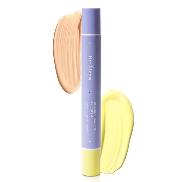 herbloom Bakuchiol Dual Vita Eye Cream | Korean Eye Cream for Dark Circles & Fine Lines | Day & Night Eye Cream for Sensitive Skin | Eye Brightening Cream & Eye Moisturizer W/Vitamin A & K 0.54 Fl Oz