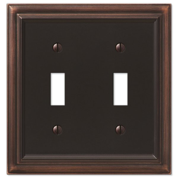 Amerelle 94TTVB Continental Wallplate, 2 Toggle, Cast Metal, Aged Bronze, 1-Pack