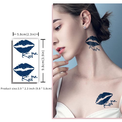 30 Sheets Semi-Permanent Tattoos for Women Inspirational Words Tattoo stickers, Wild Flower Floral Rose Sunflower Bouquet Body Dark Blue Fake Tattoos for Adult Men Kids, Lasting 1-2weeks Tiny Tattoo Stickers (Dragonfly)