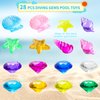 NHBTYKL 28 Pcs Colorful Diving Gem Pool Toys Set with Treasure Pirate Box Summer Swimming Gem Pirate Diving Toys Underwater Toy for Pool Use Treasures Gift Sets (Multicolor 30-40mm)