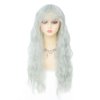 Dai Cloud Grey Long Curly Wavy Wigs for Women Wave Wig with Bangs Natural Looking Synthetic Heat Resistant Hair Wigs Cosplay Halloween Costume Wig
