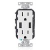 Leviton T5632-W Type-A USB In-Wall Charger with 15A Tamper-Resistant Outlet, USB Charger for Smartphones, White