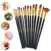 Acrylic Paint Brushes Set 15 Pieces, Nylon Bristle Paintbrushes for Acrylic Painting, Oil and Watercolor Brushes for Body Face Rock Canvas Miniatures, Arts Crafts and Painting Supplies Gifts Artists