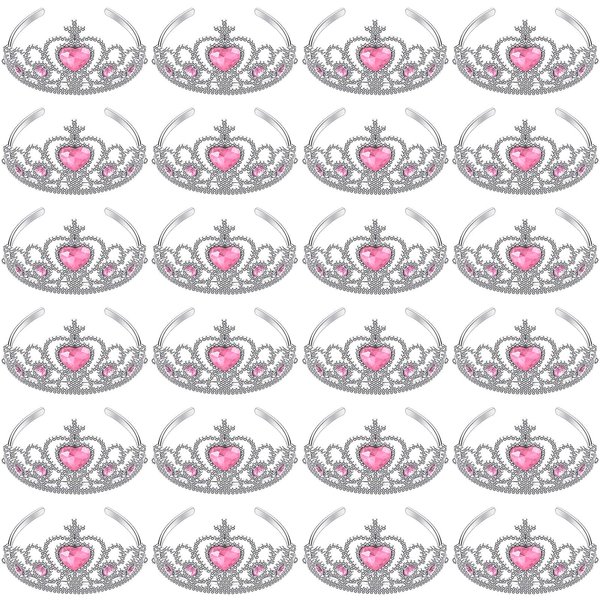 Zhanmai 24 Pcs Tiara Crown Set Princess Crown for Girls Plastic Tiaras Dress up Costume Party Favor Accessories Kid Birthday (Pink)