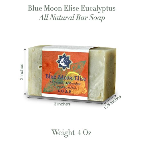 Blue Moon Elise Eucalyptus Bar Soap for Men and Women, Made with Organic Ingredients, Handmade in the USA, Moisturizing and Therapeutic for Face/Body, Soap Bar for Sensitive Skin