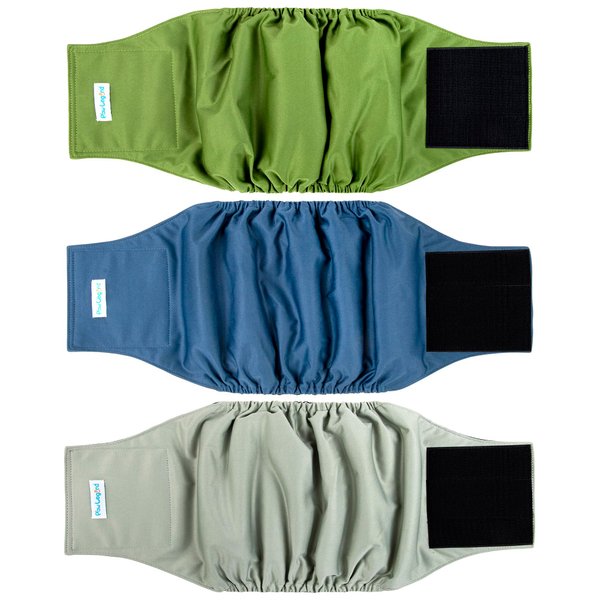 Paw Legend Washable Dog Belly Band Wrap Diapers for Male Dog | High Absorbing Puppy & Doggy Diapers Male (3 Pack,Army,Grey,Navy,Small)
