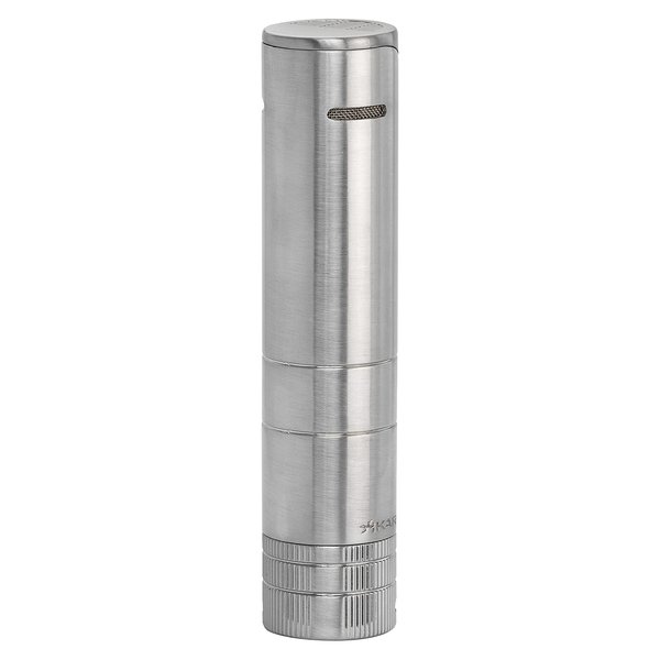 XIKAR Turrim Dual Jet Flame Cigar Lighter, Durable Table Top Design, Ratcheting Fuel Adjustment Wheel, Silver