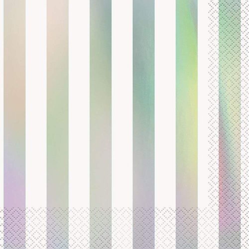 Stunning Iridescent Stripes Luncheon Napkins (16-Pack) - Eye-Catching & Elegant Foil-Stamped Napkins, Perfect for Events & Celebrations