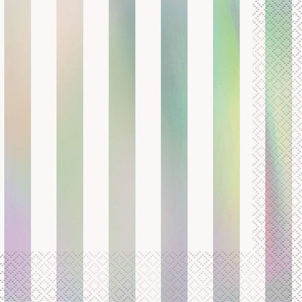 Stunning Iridescent Stripes Luncheon Napkins (16-Pack) - Eye-Catching & Elegant Foil-Stamped Napkins, Perfect for Events & Celebrations