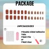 IMSOHOT Medium Press on Nails Square Fake Nails Glossy Glue on Nails Brown Gradient Glitter Designs Full Cover Acrylic Fall Squoval False Nails for Women 24Pcs