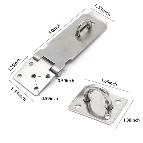 Door Locks Hasp Latch, 5 Inch Stainless Steel Safety Packlock Clasp Hasp Lock Latch, Extra Thick Gate Lock Hasp with Screws Brushed Finish 2 Pack (5inch)
