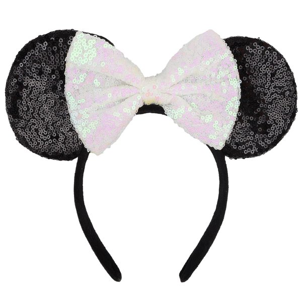 HoveBeaty Mouse Ears Headbands Shiny Sequin Bows Hairband Hair Accessories for Christmas Holloween Cosplay Parties