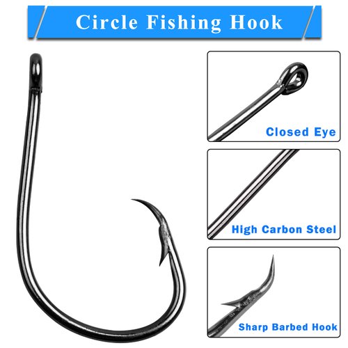 Inline Circle Hooks Saltwater, 100pcs Saltwater Fishing Hooks High Carbon Steel Fish Hook Straight Eye Octopus Hook for Catfish (100PCS 6/0)