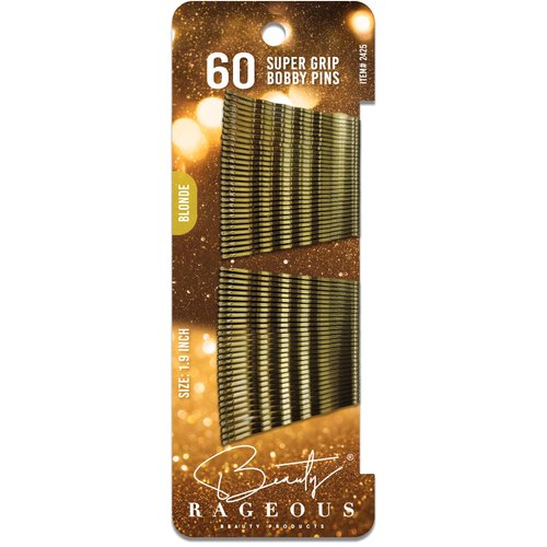 Super Grip Bobby Pins - Women's 1.9 Inch - Easy, Secure, All Hair Types - Handy Reusable Tin (Blonde - 60 Ct Approx)